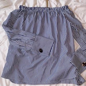 off the shoulder striped blouse / ZARA